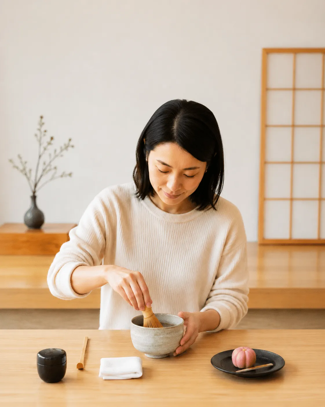 Traditional bowl of Japanese matcha